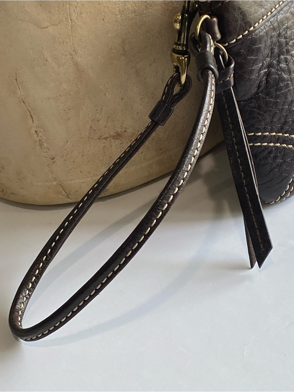 Coach Laced Corset Woven Chelsea Dark Brown Leather Wristlet Y2K - Picture 4 of 14